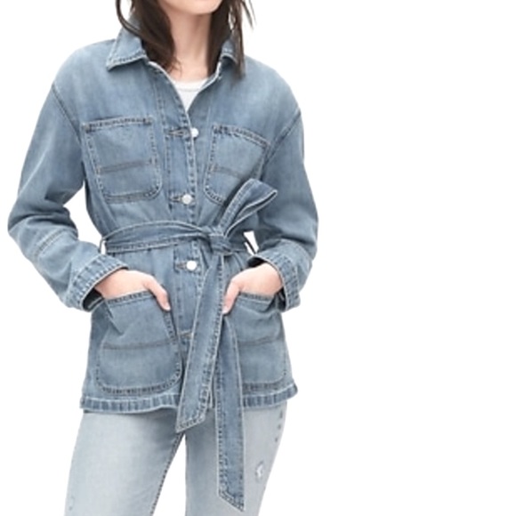 GAP Jackets & Blazers - Gap Tie-belt Denim Jacket Light Indigo